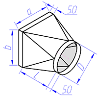 Площадь перехода с прямоугольного сечения на круглое